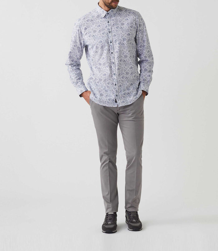 izac Chemise casual imprimé blanc-marine "Amir"
