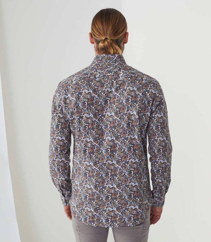 Izac Chemise Casual Imprimé Blanc-rouille "Albane"