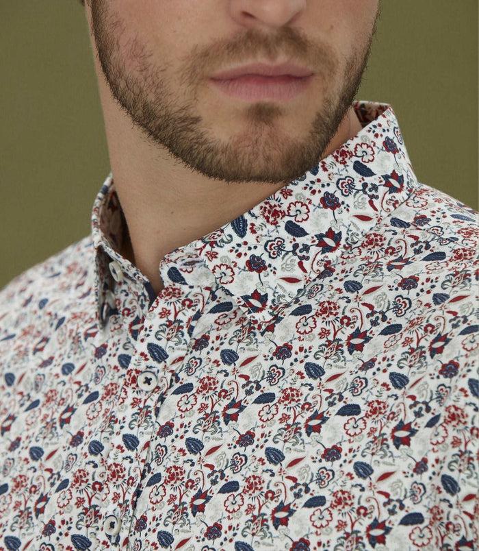 Izac Chemise Casual Imprimé Rouge "Mat"
