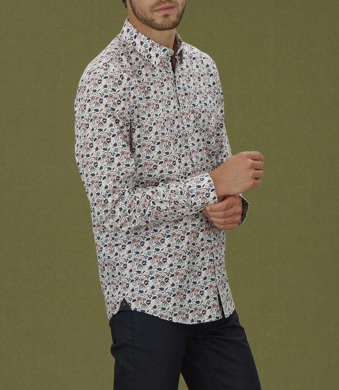 izac Chemise casual imprimé rouge "Mat"