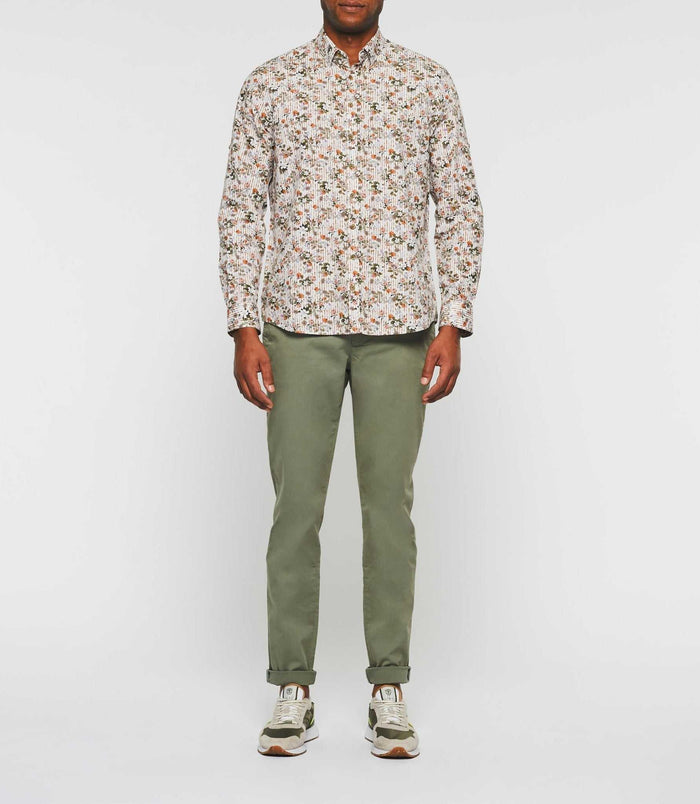 Izac Chemise Casual Imprimée Beige Kaki "Kalidor"
