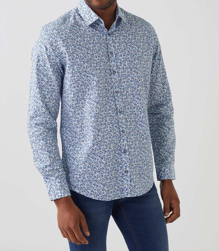 Izac Chemise Casual Imprimée Blanche-marine "Aloha"