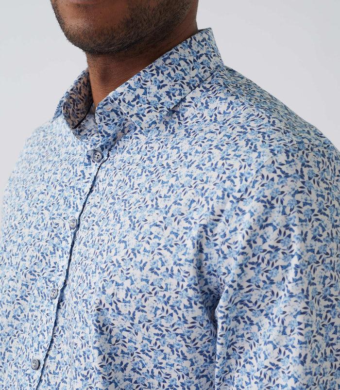 Izac Chemise Casual Imprimée Blanche-marine "Aloha"