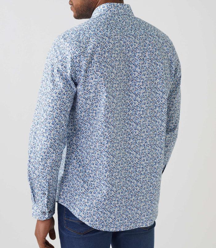 Izac Chemise Casual Imprimée Blanche-marine "Aloha"