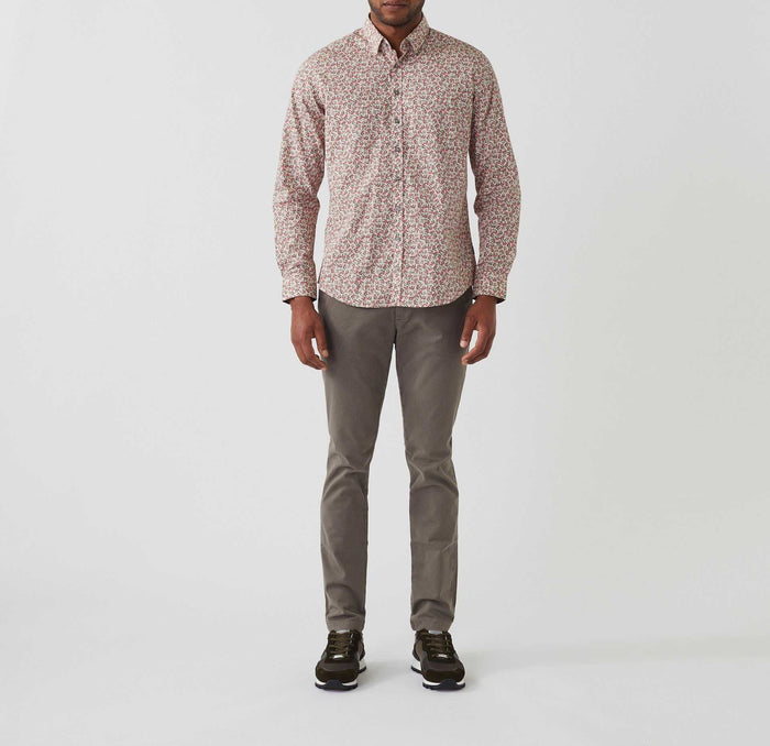 izac Chemise casual imprimée écru-kaki "Aloha"