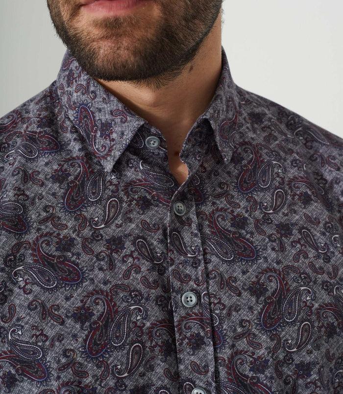 Izac Chemise Casual Imprimée Grise "Alan"