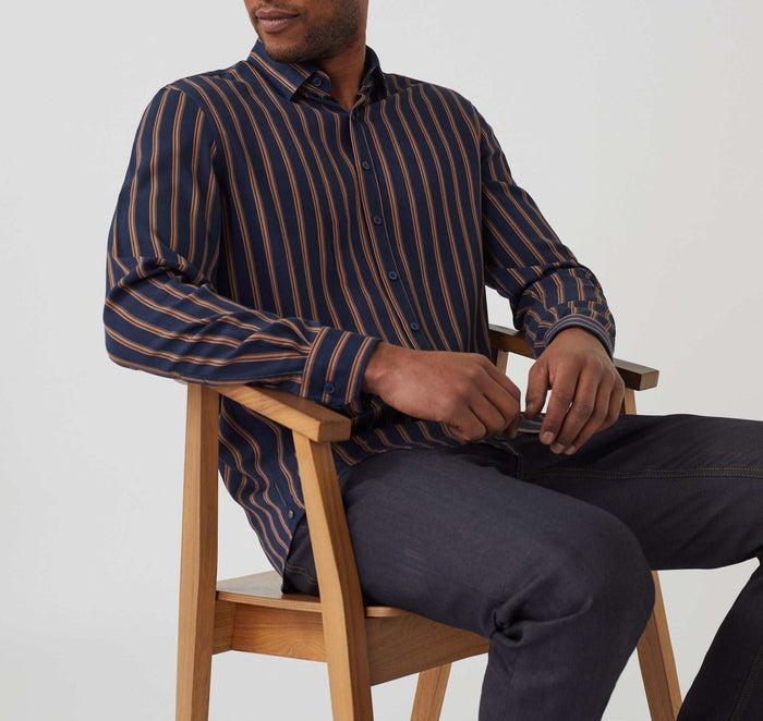 Izac Chemise Casual Marine-camel "Amore"