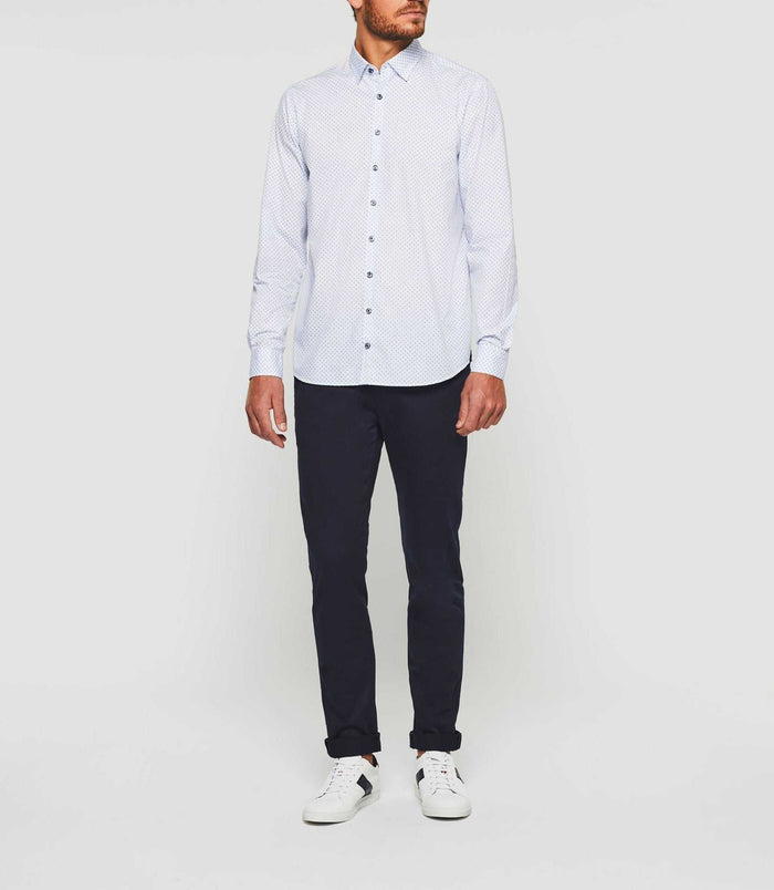 izac Chemise casual marine et blanche "Kelly"