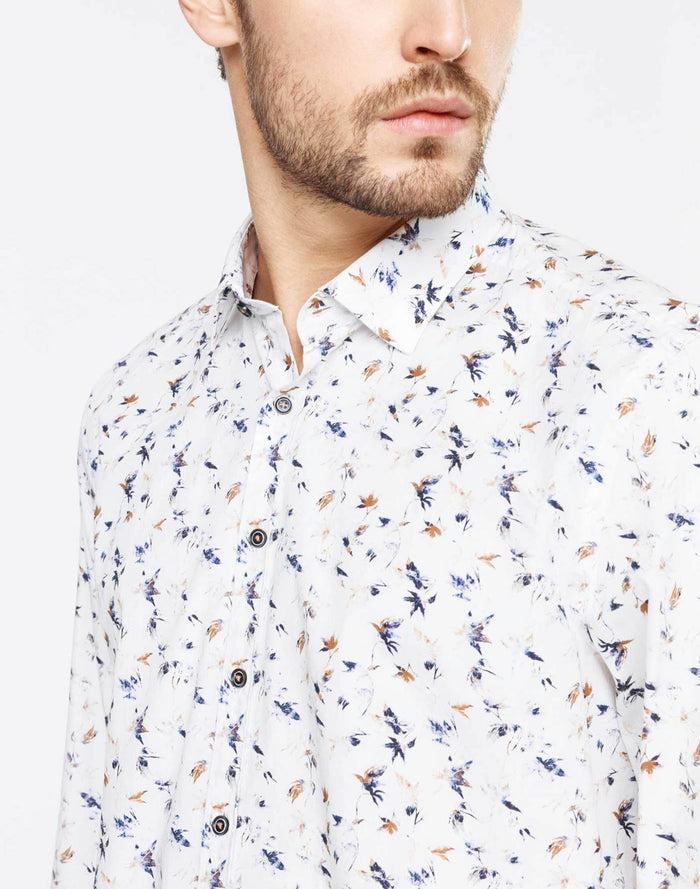 Izac Chemise Casual Motif Feuillage