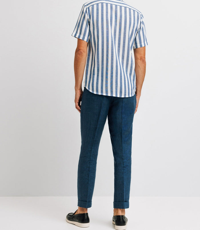 Izac Chemise Casual Rayée Bleue