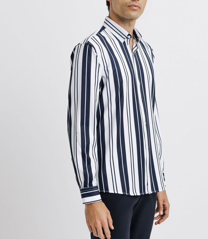 Izac Chemise Casual Rayée Marine
