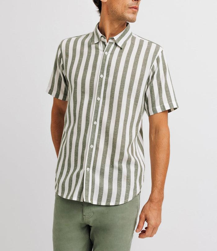 Izac Chemise Casual Rayée Verte