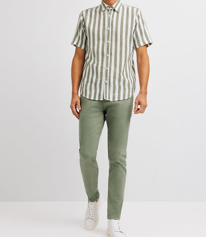 izac Chemise casual rayée verte