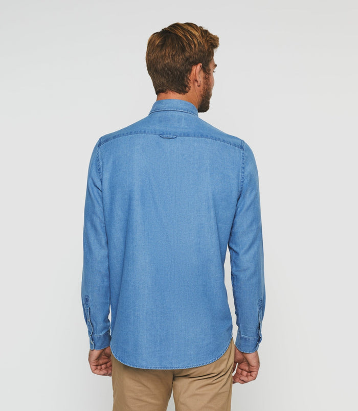 Izac Chemise Casual Unie Jean Bleu Clair "Kalan"