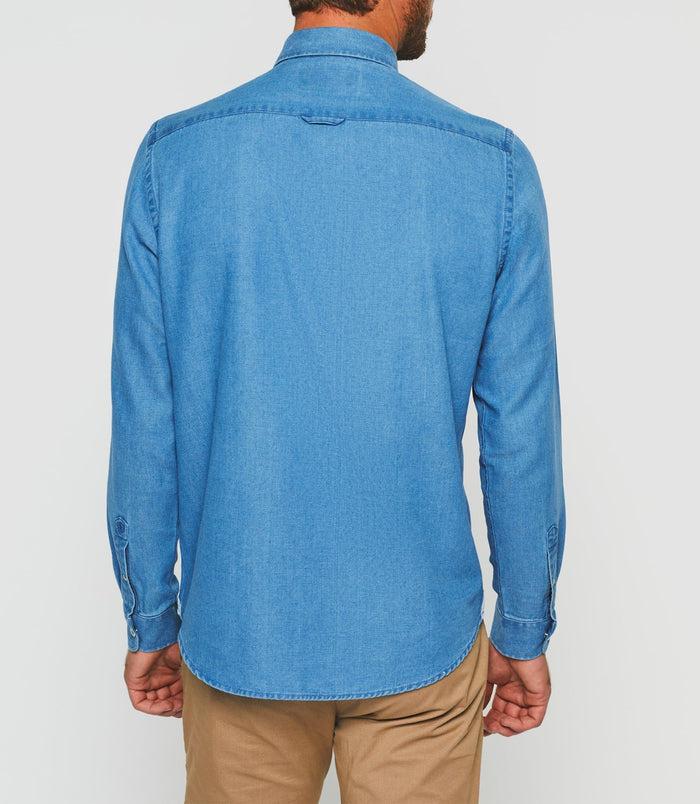 Izac Chemise Casual Unie Jean Bleu Clair "Kalan"