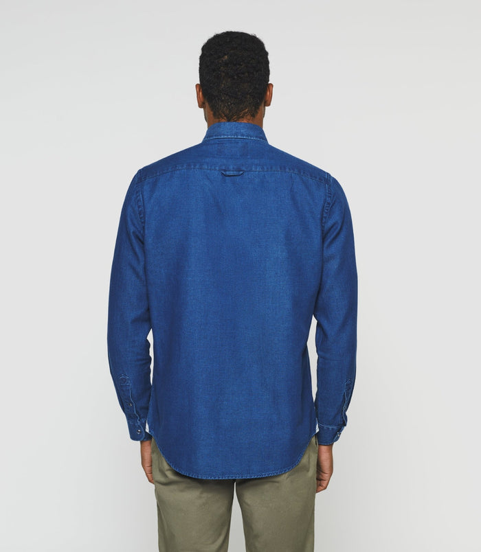 Izac Chemise Casual Unie Jean Bleu "Kalan"