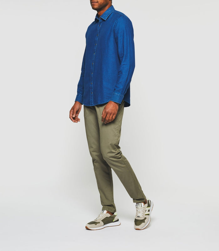 Izac Chemise Casual Unie Jean Bleu "Kalan"