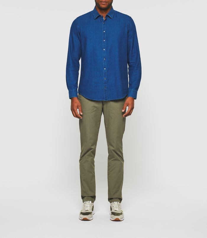 izac Chemise casual unie jean bleu "Kalan"