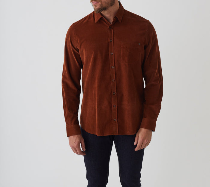 Izac Chemise Casual Velours Rouille "Angelo"