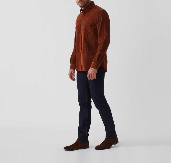 izac Chemise casual velours rouille "Angelo"