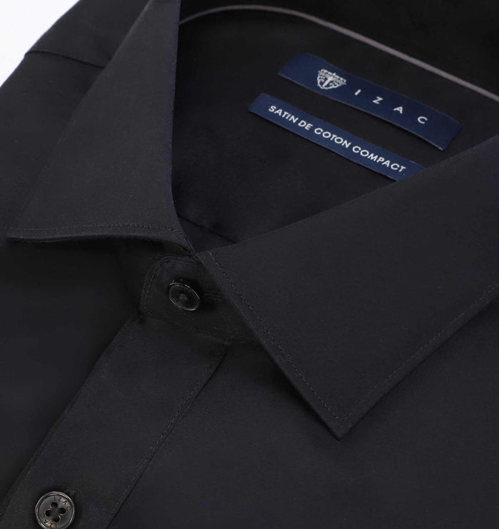 Izac Chemise Col Italien Noire