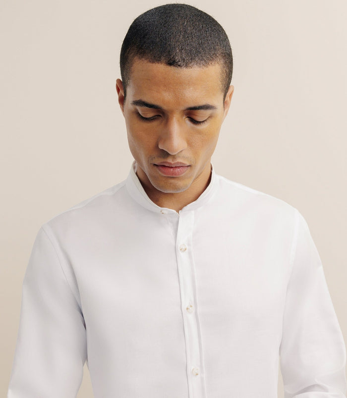 Izac Chemise Col Mao Blanche