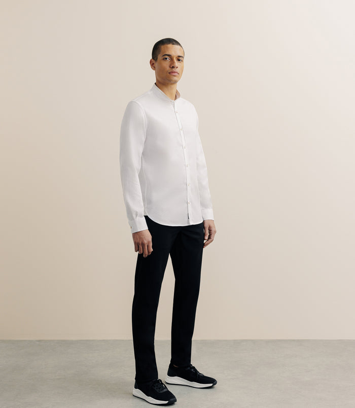 Izac Chemise Col Mao Blanche