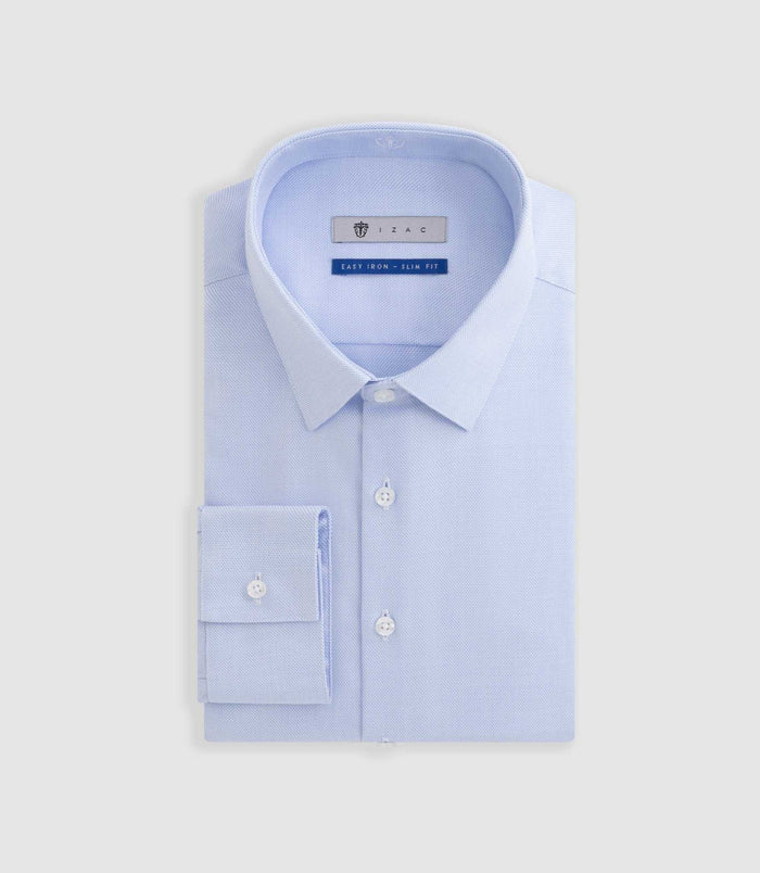 izac Chemise coton dobby bleu