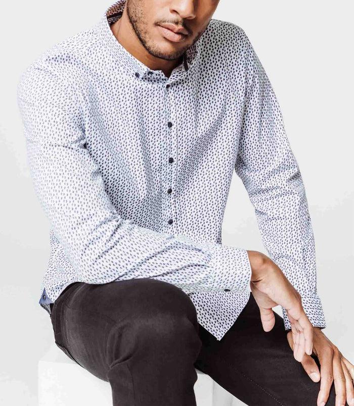 izac Chemise coton imprimé blanc