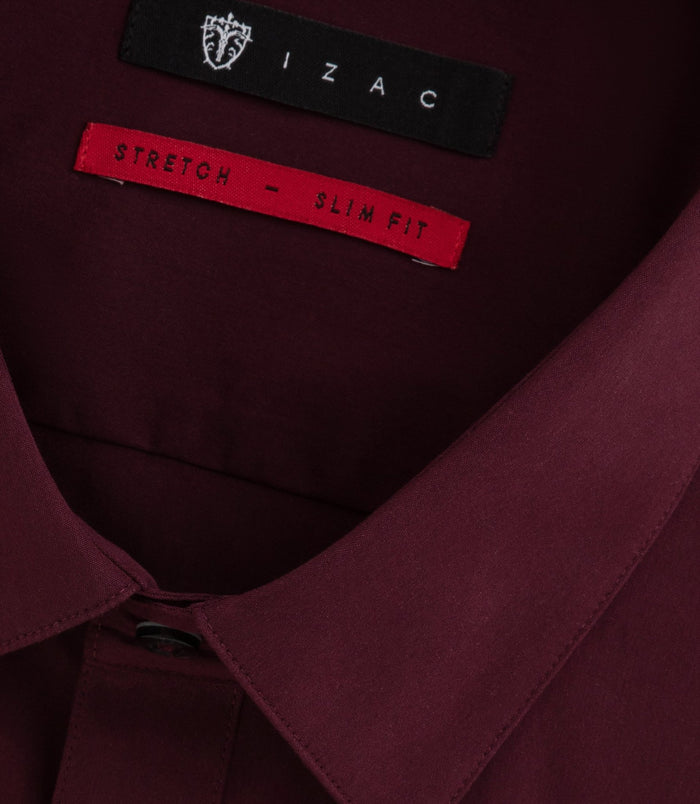 Izac Chemise Coton Stretch Bordeaux "Malte"
