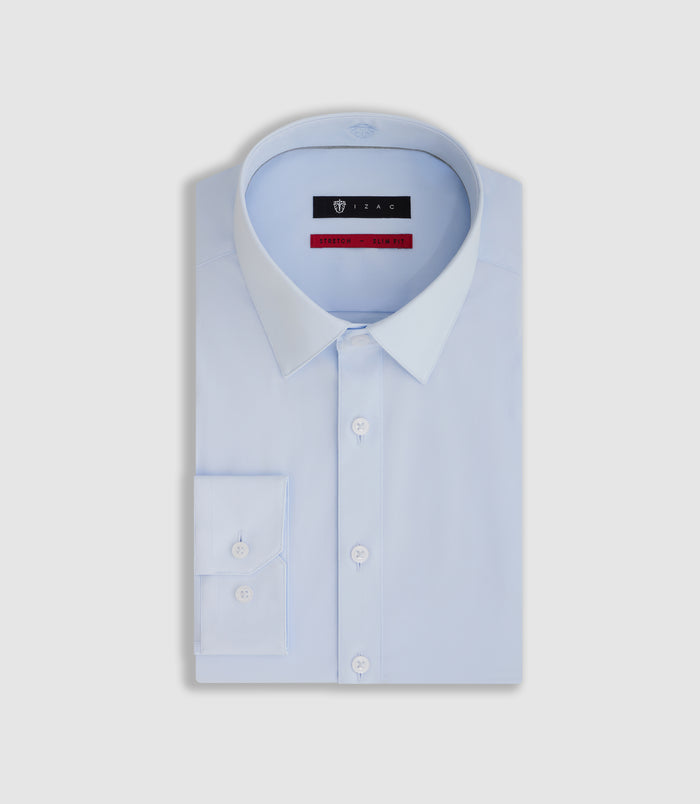 izac Chemise coton stretch ciel "Malte"
