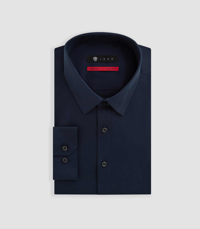 izac Chemise coton stretch marine "Malte"