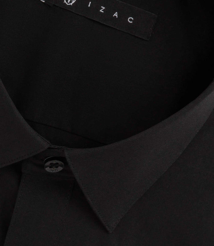 Izac Chemise Coton Stretch Noir "Malte"