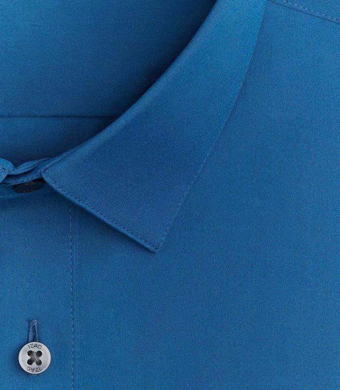 Izac Chemise Coton Stretch Slim Bleu Canard "Malte"