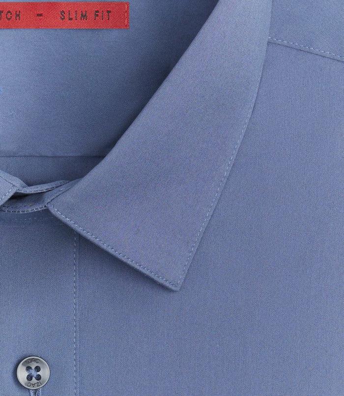 Izac Chemise Coton Stretch Slim Bleu Vintage "Malte"