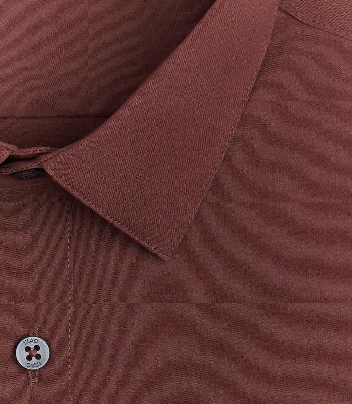 Izac Chemise Coton Stretch Slim Lie-de-vin "Malte"