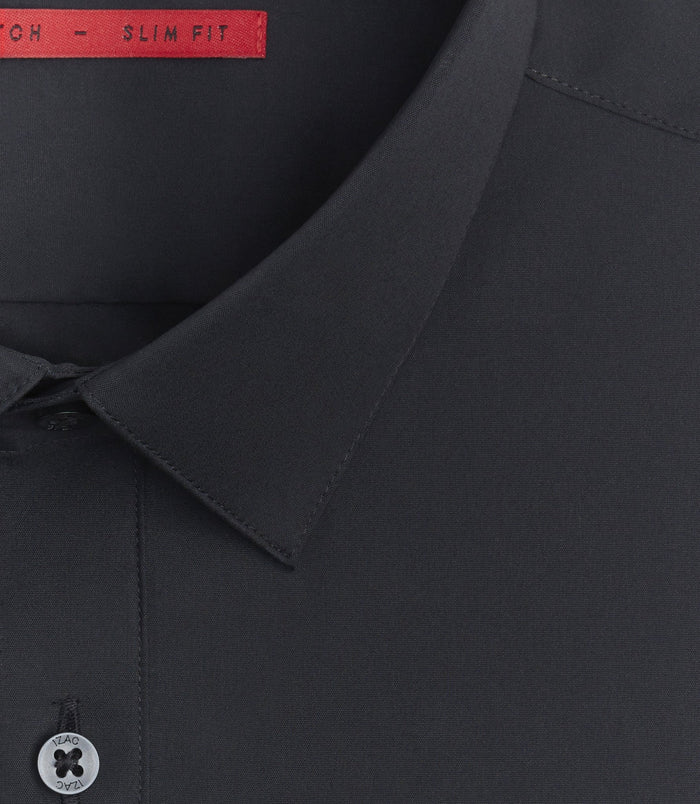 Izac Chemise Coton Stretch Slim Noir "Malte"