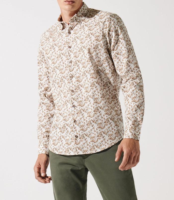 izac Chemise droite à imprimé floral kaki JACKI