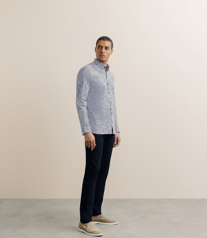 Izac Chemise Droite Imprimée Marine