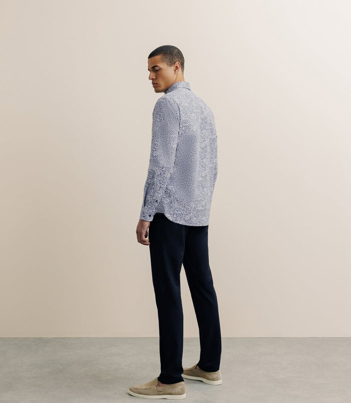 Izac Chemise Droite Imprimée Marine