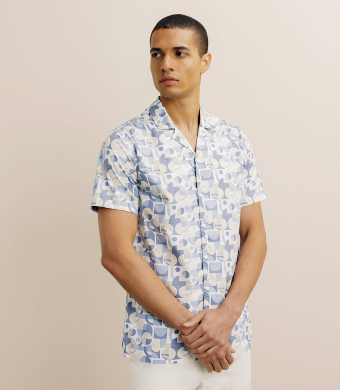 Izac Chemise Droite Manches Courtes Bleue