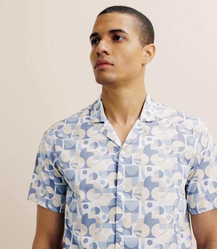 Izac Chemise Droite Manches Courtes Bleue