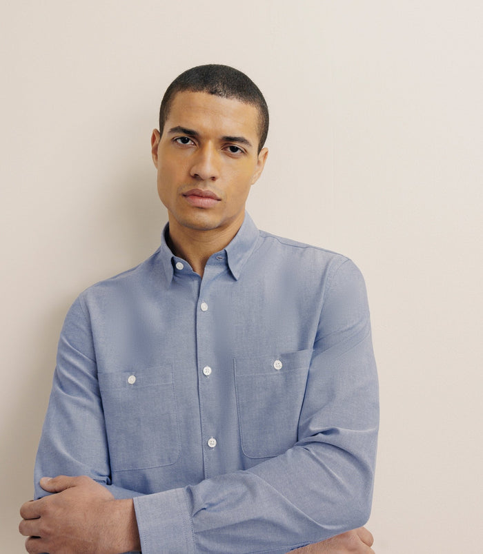 Izac Chemise Droite Oxford Marine