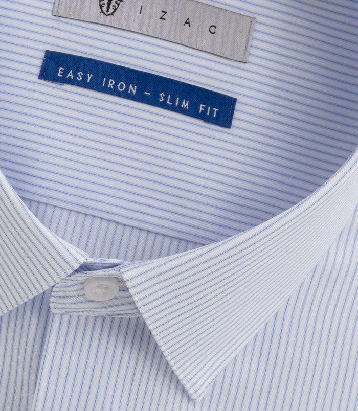 Izac Chemise Easy Iron à Rayures Bleu Ciel PRESTON