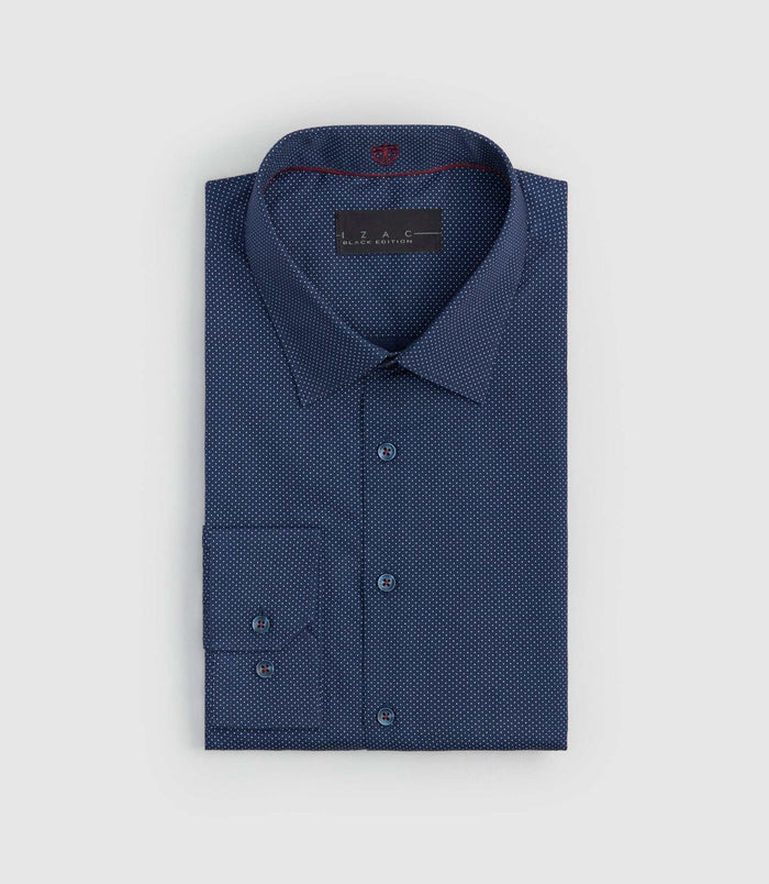 izac Chemise en coton à imprimé marine "Siecle"