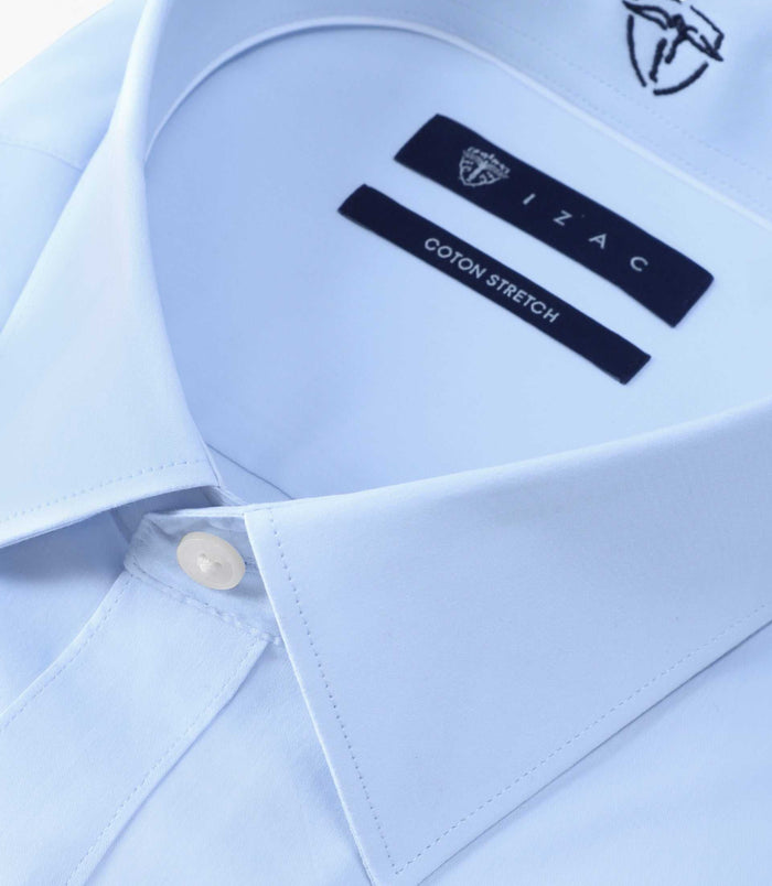 Izac Chemise En Coton Stretch Ciel