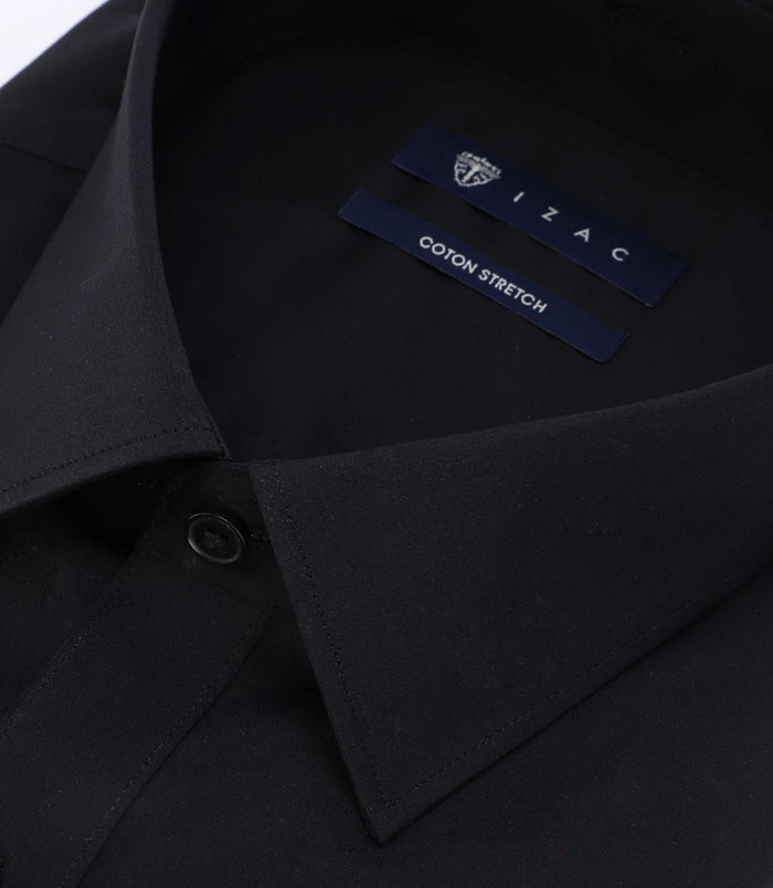 Izac Chemise En Coton Stretch Noire