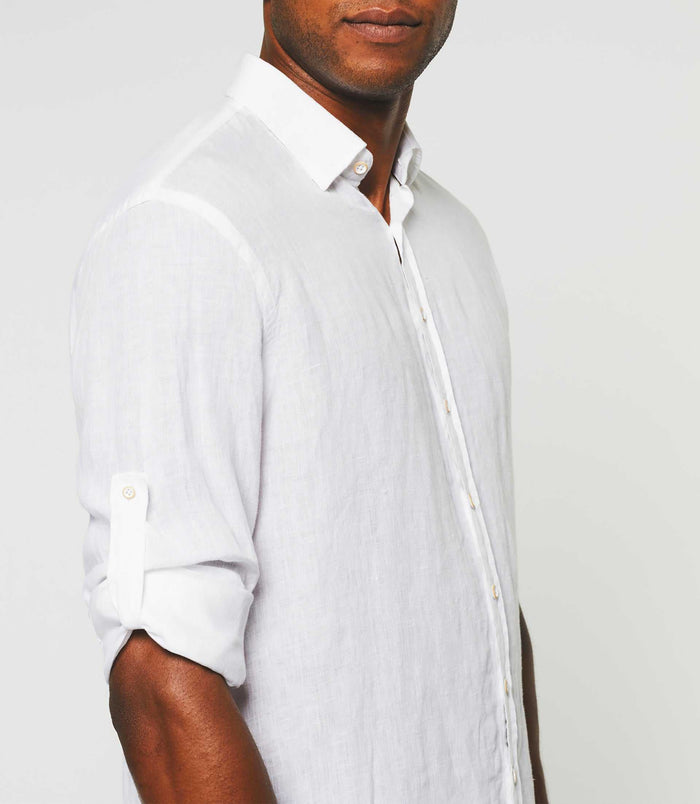 Izac Chemise En Lin Blanc "Kiss"