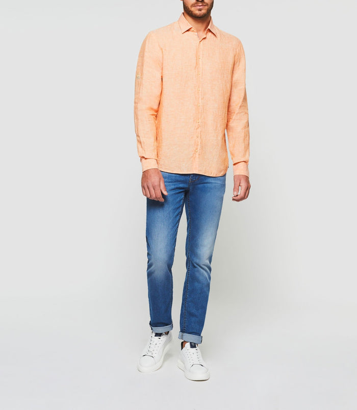 Izac Chemise En Lin Orange "Kiss"