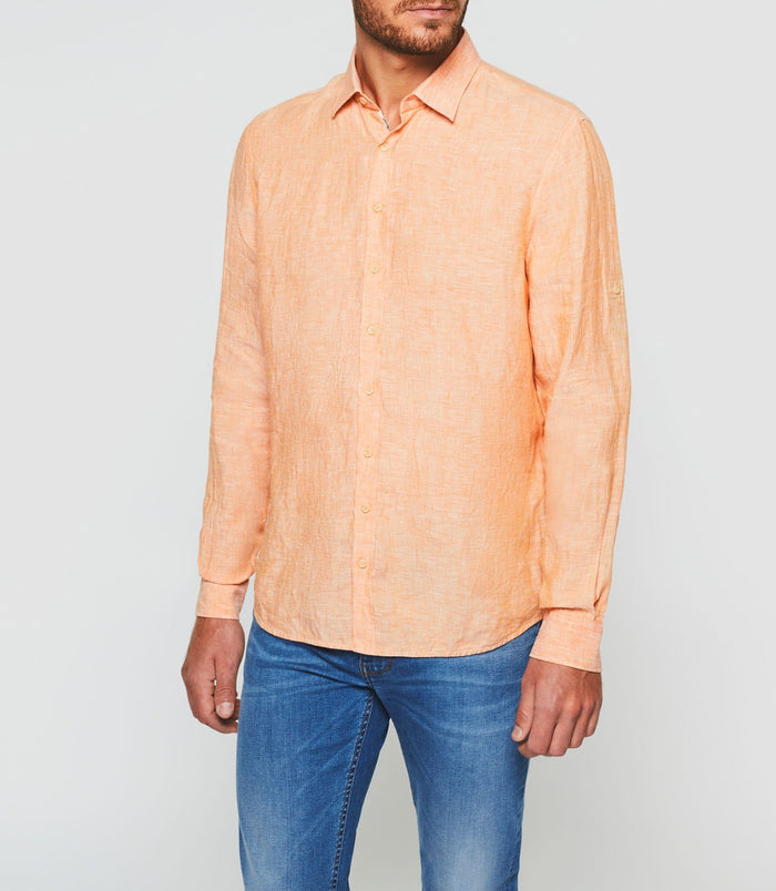 izac Chemise en lin orange "Kiss"